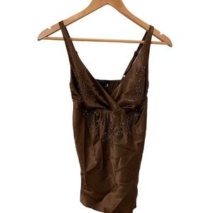 Satin chocolate brown cami with sparkly details